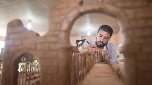 The ancient city of Palmyra was built using clay and wooden kebab skewers. Photo Credit: UNHCR/Christopher Herwig