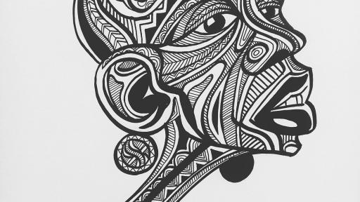 Black Model created using bold and soft litema patterns in black and white.