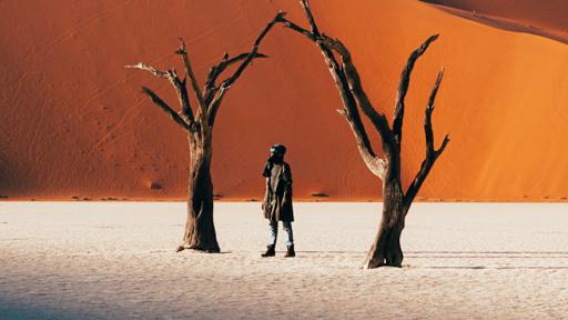 Mutua Matheka in Sossusvlei in the Namib desert