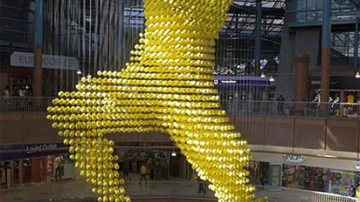 Nike's hanging football sculpture. Photo: Via Design Fetish.