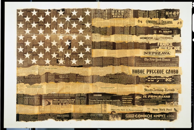 Melting Pot collage of USA flag. Courtesy of Massimo Vignelli.