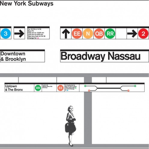 New York Subway signage 1960s. Courtesy of Massimo Vignelli.