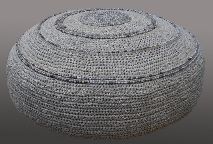 High Thorn ottoman round crochet leather and beads.