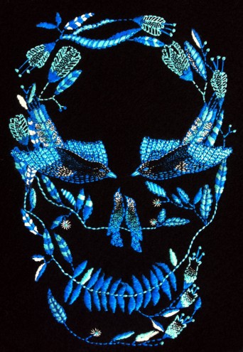 Calavera embroidered skulls. 