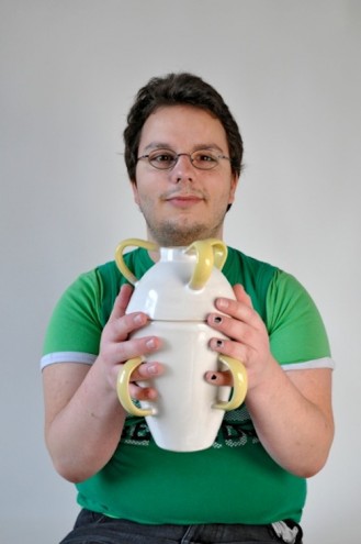 Michael Poggemann with a vase designed through the Be Able co-design process. 