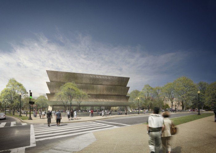 The Smithsonian National Museum of African American History and Culture Plaza, Washington D.C. (Photo: Adjaye Associates).