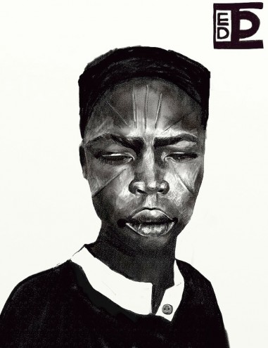 Berlin-based Diana Ejaita illustrates bold, heavily patterned black and white figures.  