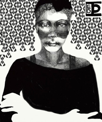 Berlin-based Diana Ejaita illustrates bold, heavily patterned black and white figures.  