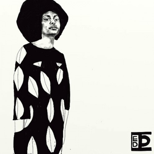 Berlin-based Diana Ejaita illustrates bold, heavily patterned black and white figures.  
