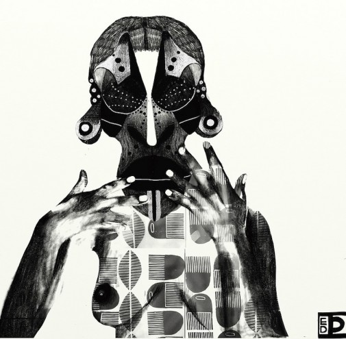 Berlin-based Diana Ejaita illustrates bold, heavily patterned black and white figures.  