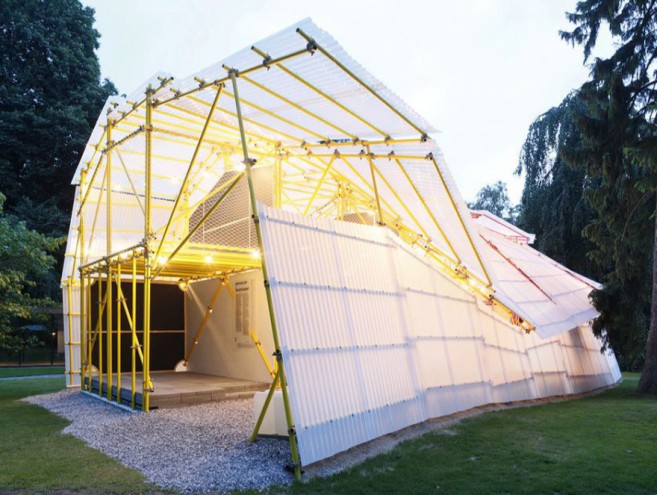 The pavilion designed by SelgasCano for a Danish art museum has been packed up and shipped to Africa’s largest slum, to assume its second life as a school. 