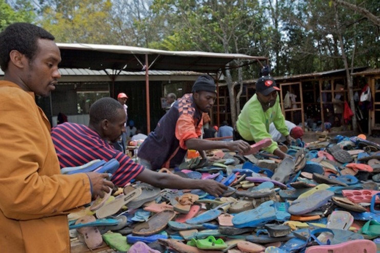 Crafters sorting the plastic. 