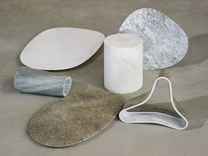 Solid Patterns is a collection of marble tables by Dutch husband-and-wife team Scholten & Baijings.