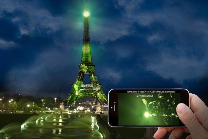  Artist Naziha Mestaoui is planning to grow a virtual forest on the Eiffel Tower that will be matched by a real one in the soil