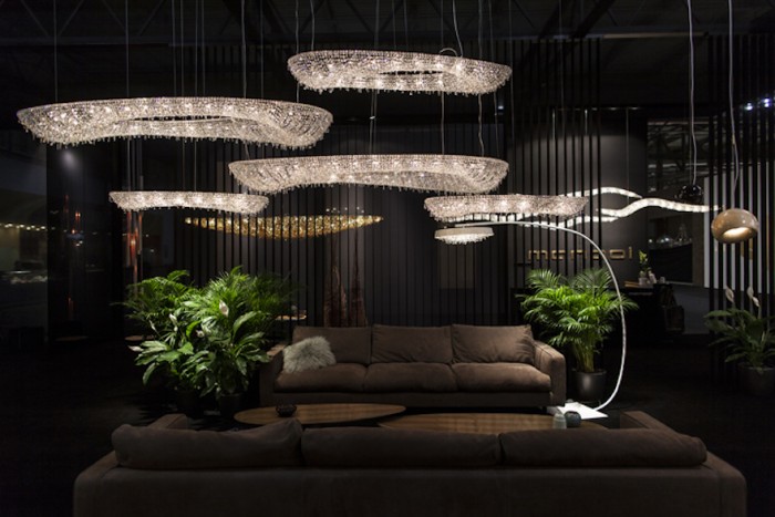 Hungarian lighting design studio Manooi create bespoke crystal chandeliers with cutting edge style.