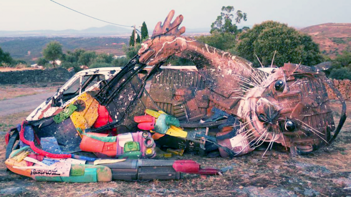 Bordalo II sculpture in Portugal