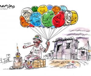 Zapiro cartoon featured in Democrazy: SA's Twenty-Year Trip. Image: Zapiro. 