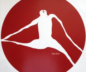 Walter Battiss artwork on ceramic by Mervyn Gers.