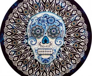 Calavera embroidered skulls. 