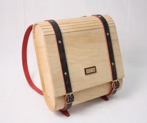 Umtwalo Wooden Backpack by Inga Gubeka. 