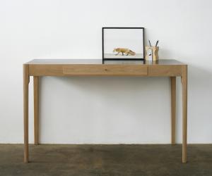 Brass top, tapered leg dressing table by James Mudge. 