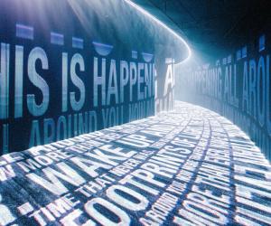 "Light Echoes" at the Barbican Curve Gallery by Aaron Koblin and Ben Trickleback.