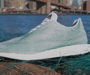 Adidas creates a running shoe made out of discarded fishing nets from the ocean.  