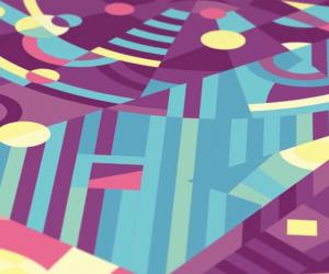 The poster for California's Santa Monica Pier by South African illustrator and graphic designer Si Maclennan comes alive in this colourful gif