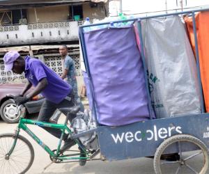 A fleet of bicycles are cleaning up the densely populated and polluted city of Lagos. 
