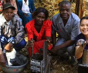 Dalhousie University student, Keilah Bias has invented a pressing machine that turns agricultural waste into briquettes for cooking in impoverished communities. Image: Keila Bias