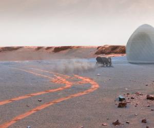 The first prize for the  NASA 3D Printed Habitat Challenge Design Competition went to a house made of ice. Image: Mars Ice House