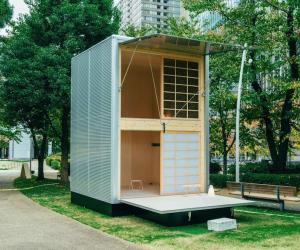 Muji launches three little prefab-houses: Konstantin Grcic's is a two storey house made of aluminium. Image: MUJI Huts