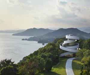 Japanese architect Hiroshi Nakamura designed the Ribbon Chapel – a structure wrapped in double spiral stairways with striking views of the ocean and islands.