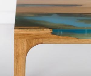 Manufract has designed a furniture range that mimics the process that trees go through when they self-heal as they naturally release resin to fix the wound.