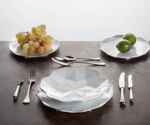 Designed by Svetlana Koženová, the Lilia Collection is a dinnerware set inspired by the slicing planes and crystalline shapes of Czech cubism.