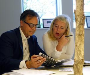 Partner from Dansk OTC, Martin Rasmussen and Kigge Hvid, CEO of INDEX: Design to Improve Life are in charge of Danish Ventures - Investing in Design to Improve Life. They meet to discuss the fund under the birch trees at the INDEX: Design to Improve Life office