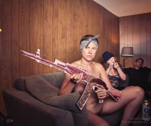Noah Scalin calls to question the violent nature of war by combining human biology and guns