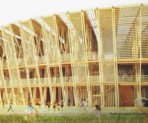 A graduate in architecture from TU Delft, Shen Chen has designed a temporary, multifunctional stadium built from bamboo.