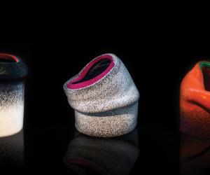 Wael Seaiby, a graduate of the University of Edinburgh, has designed Plag, a series of glass and ceramic looking vessels made from recycled plastic.