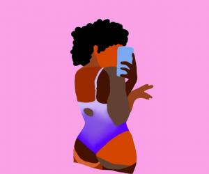Body-positive artist Zola Lovette is the artist behind a series of illustrations celebrating bathroom selfies. 