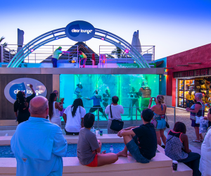 Clear Lounge at dusk.