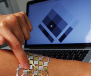 Control devices from DuoSkin 2D trackpad. (Photo: Jimmy Day)