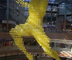 Nike's hanging football sculpture. Photo: Via Design Fetish.