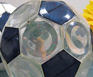 Solar-panel soccer ball. Photo via Inhabitots. 