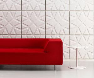 Geo sound absorbing wall panels by Ineke Hans. 