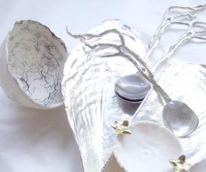 Porcelain bowls+Mussel shell Risotto /Paella server+seaweed sugar spoons aboda