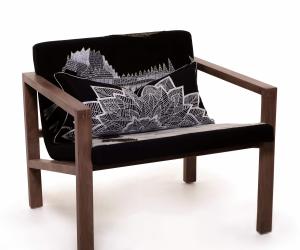 Too chair with hand-embroidered fabric