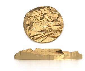 The Design Indaba gold medallion, designed by Leanie van der Vyver