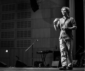 Tom Hulme on stage at Design Indaba Conference 2014. Image: Jonx Pillemer. 