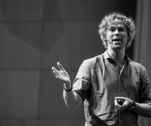 Tom Hulme on stage at Design Indaba Conference 2014. Image: Jonx Pillemer. 